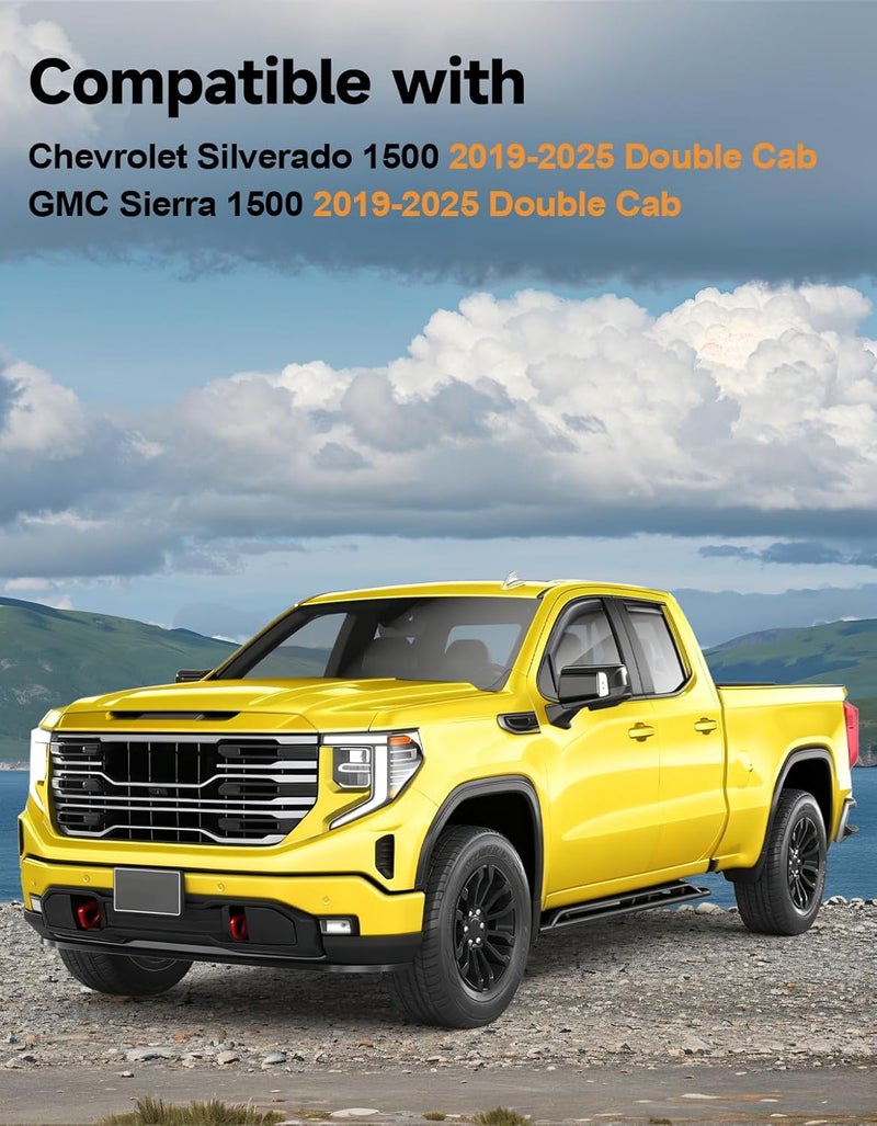 Deejecsun in-Channel Window Rain Guards Fit for Truck Chevy Silverado GMC Sierra 1500 2019-2026 Double Cab Rain Guards Extra Durable Side Window Deflectors Vent Visors Vent Shades Car Accessories - Image 2